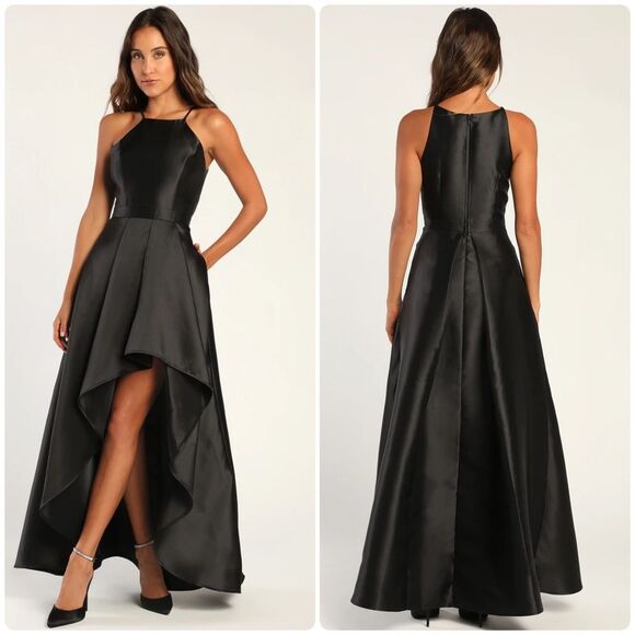 Lulus Women’s Broadway Show Black High-Low Gown NWT Size Medium Formal Event - Picture 1 of 11